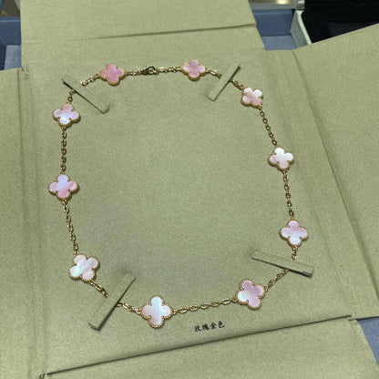[Amore]CLOVER 10 MOTIFS PINK MOP NECKLACE
