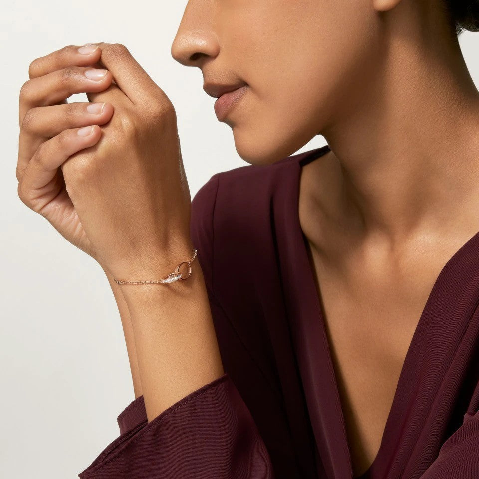 [Amore]LOVE DOUBLE RING HALF DIAMOND BRACELET