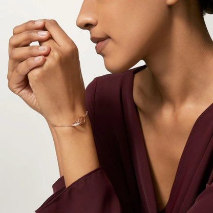 [Amore]LOVE DOUBLE RING HALF DIAMOND BRACELET