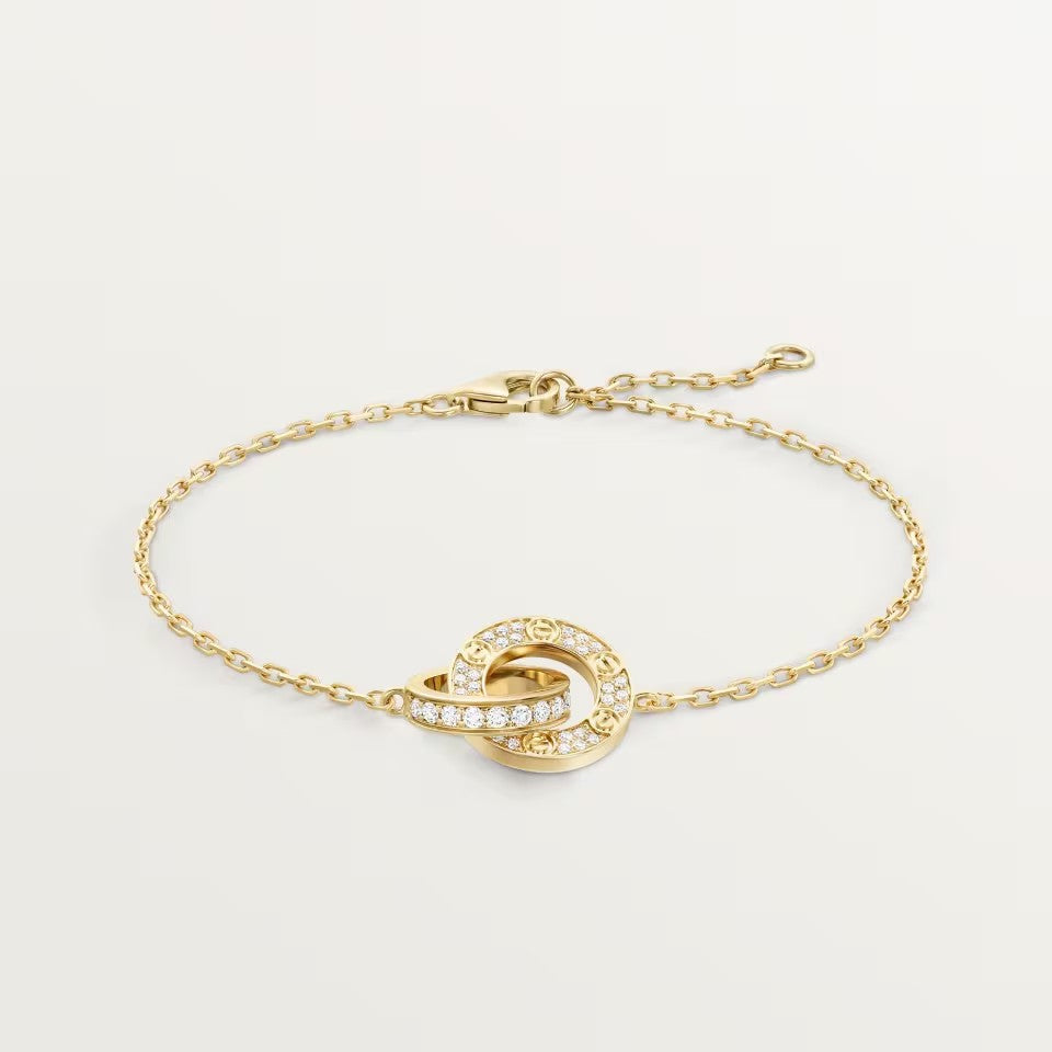 [Amore]LOVE DOUBLE RING FULL DIAMOND BRACELET