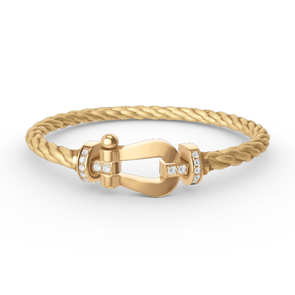 [Amore]FORCE LARGE HORSESHOE HALF DIAMOND BRACELET GOLD