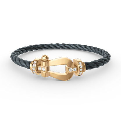 [Amore]FORCE LARGE HORSESHOE HALF DIAMOND BRACELET GOLD