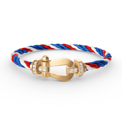 [Amore]FORCE LARGE HORSESHOE HALF DIAMOND BRACELET GOLD
