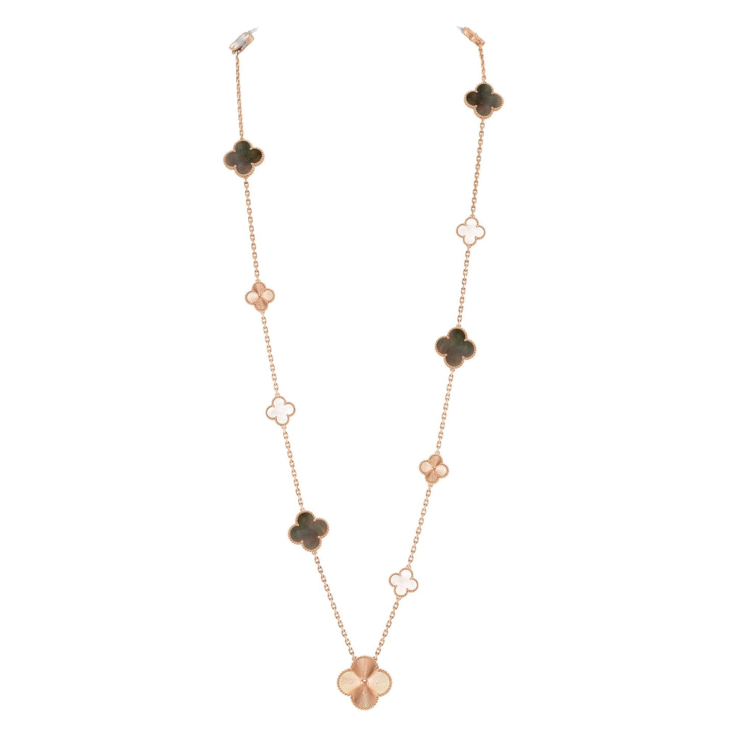 [Amore]DETACHABLE CLOVER 15(11+4) FLOWER ROSE GOLD NECKLACE SET
