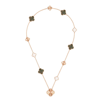 [Amore]DETACHABLE CLOVER 15(11+4) FLOWER ROSE GOLD NECKLACE SET