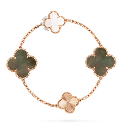 [Amore]DETACHABLE CLOVER 15(11+4) FLOWER ROSE GOLD NECKLACE SET
