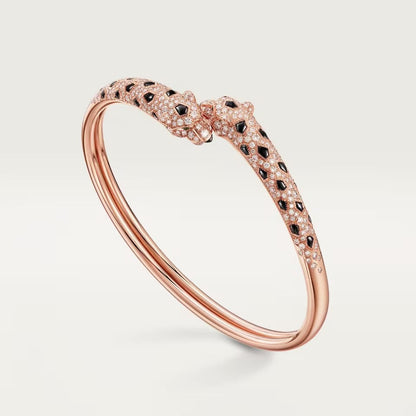 [Amore]PANTHERE DOUBLE HEADED HALF DIAMOND OPEN BRACELET