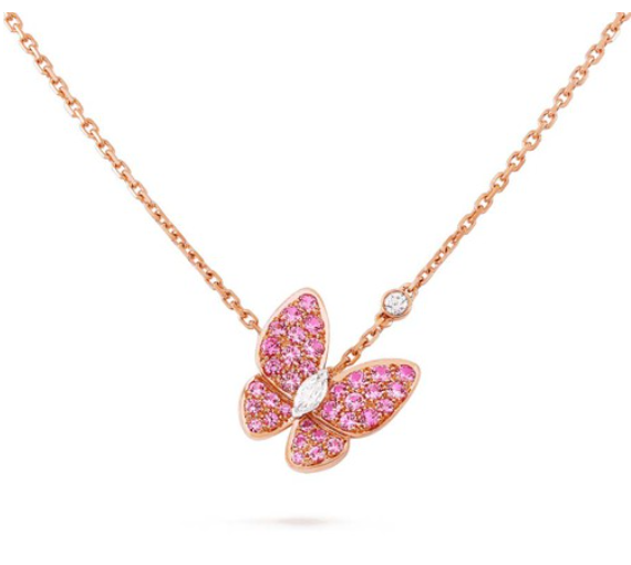 [Amore]BUTTERFLY RED DIAMOND ROSE GOLD NECKLACE