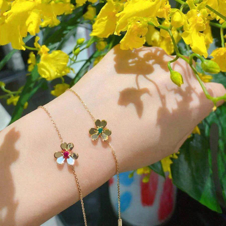 [Amore]FRIVOLE GOLD FLOWER PINK MALACHITE BRACELET