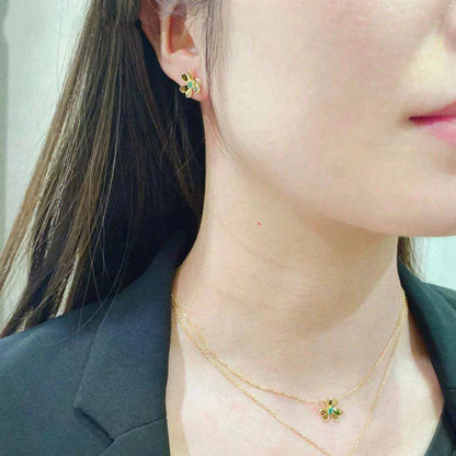 [Amore]FRIVOLE  FLOWER MALACHITE EARRINGS