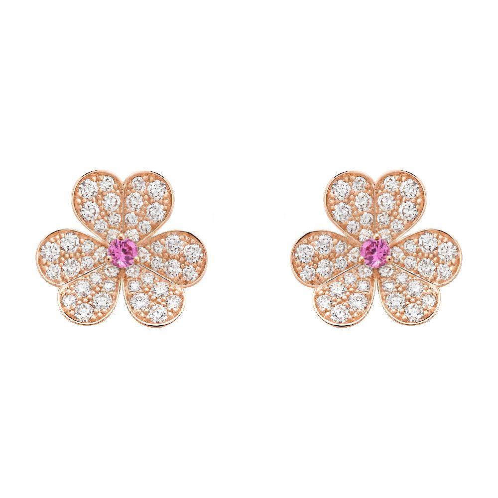 [Amore]FRIVOLE PINK GOLD FLOWER DIAMOND EARRINGS