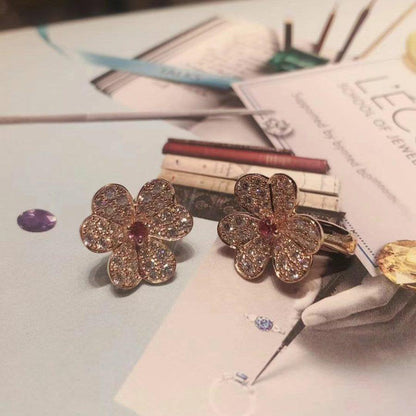 [Amore]FRIVOLE PINK GOLD FLOWER DIAMOND EARRINGS