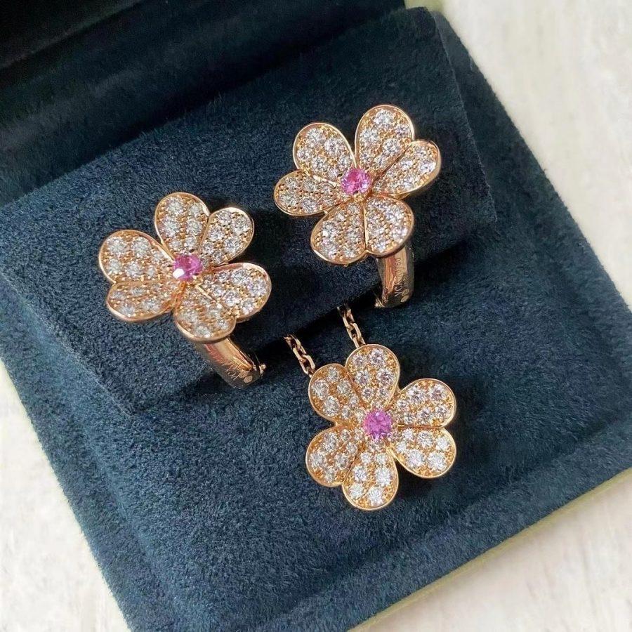 [Amore]FRIVOLE PINK GOLD FLOWER DIAMOND EARRINGS