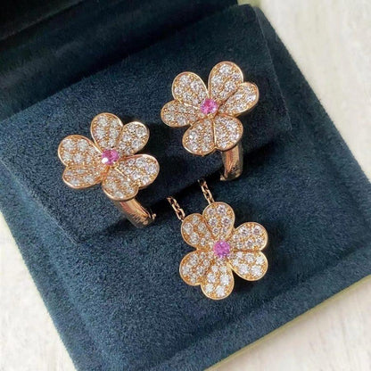 [Amore]FRIVOLE PINK GOLD FLOWER DIAMOND EARRINGS