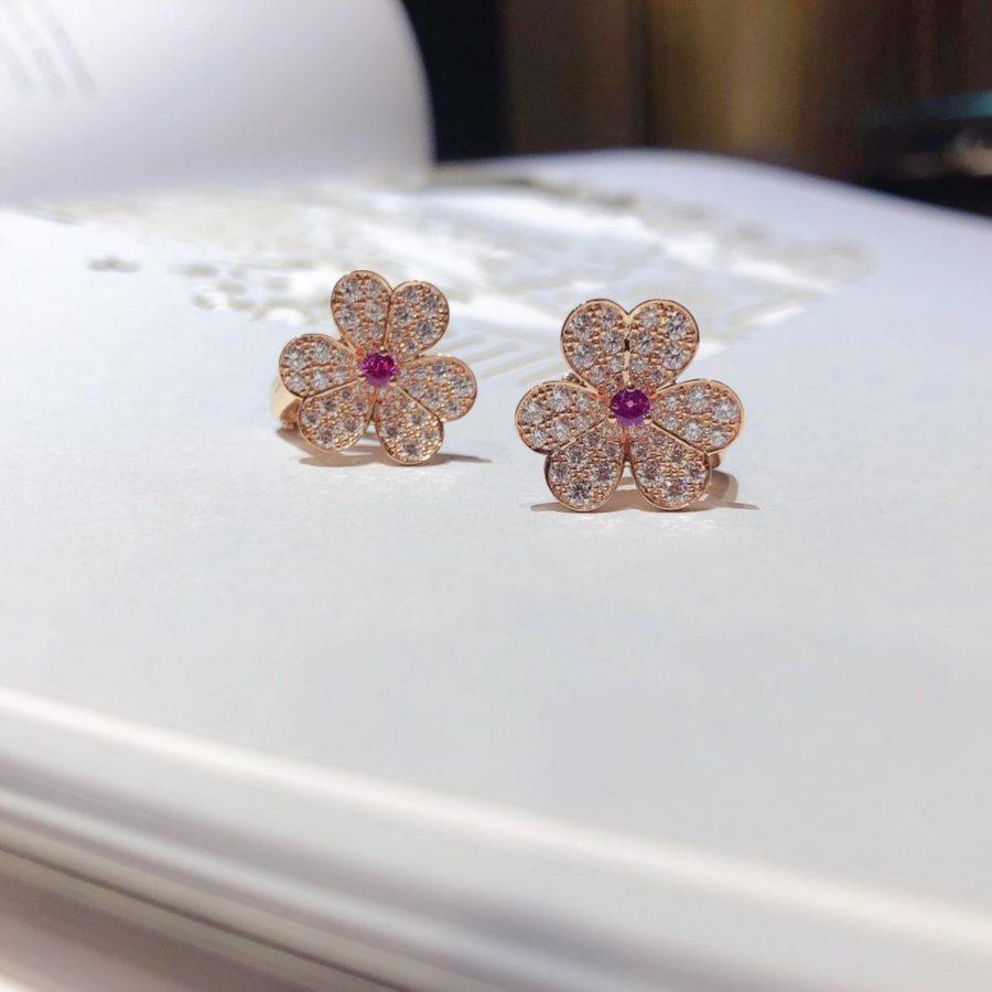 [Amore]FRIVOLE PINK GOLD FLOWER DIAMOND EARRINGS