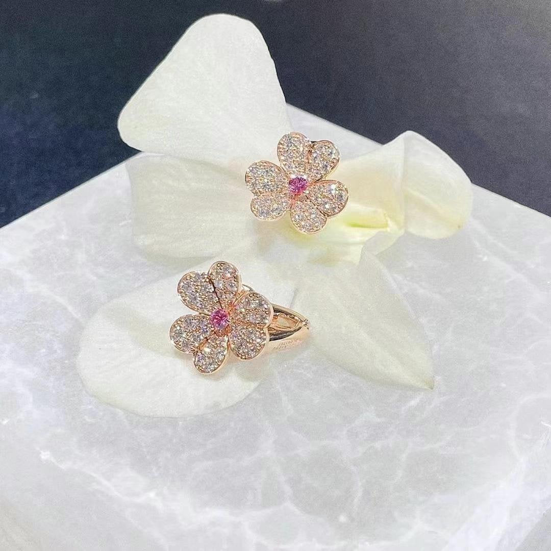 [Amore]FRIVOLE PINK GOLD FLOWER DIAMOND EARRINGS