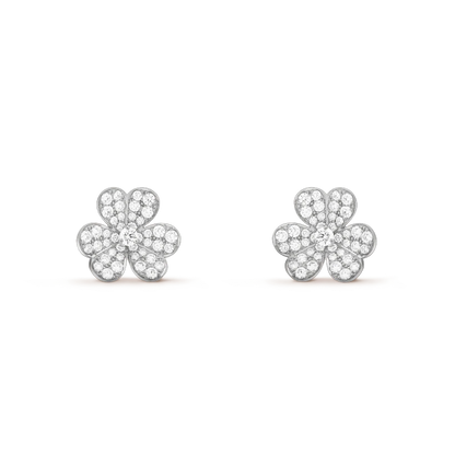 [Amore]FRIVOLE SILVER FLOWER DIAMOND EARRINGS