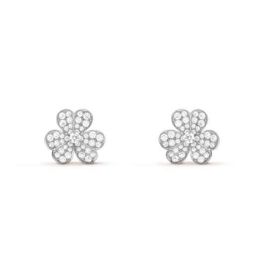 [Amore]FRIVOLE SILVER FLOWER DIAMOND EARRINGS