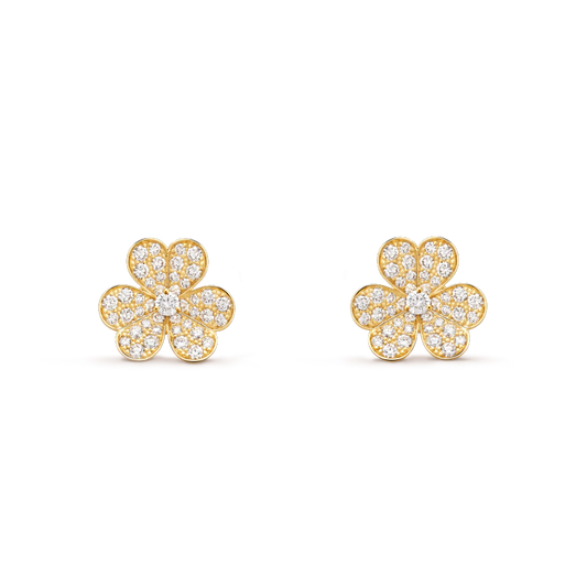 [Amore]FRIVOLE GOLD FLOWER DIAMOND EARRINGS