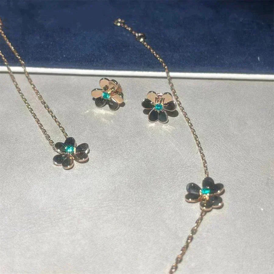 [Amore]FRIVOLE  FLOWER MALACHITE EARRINGS