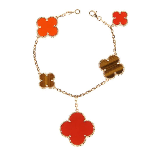 [Amore]CLOVER BRACELET 5 MOTIFS CARNELIAN TIGER EYE