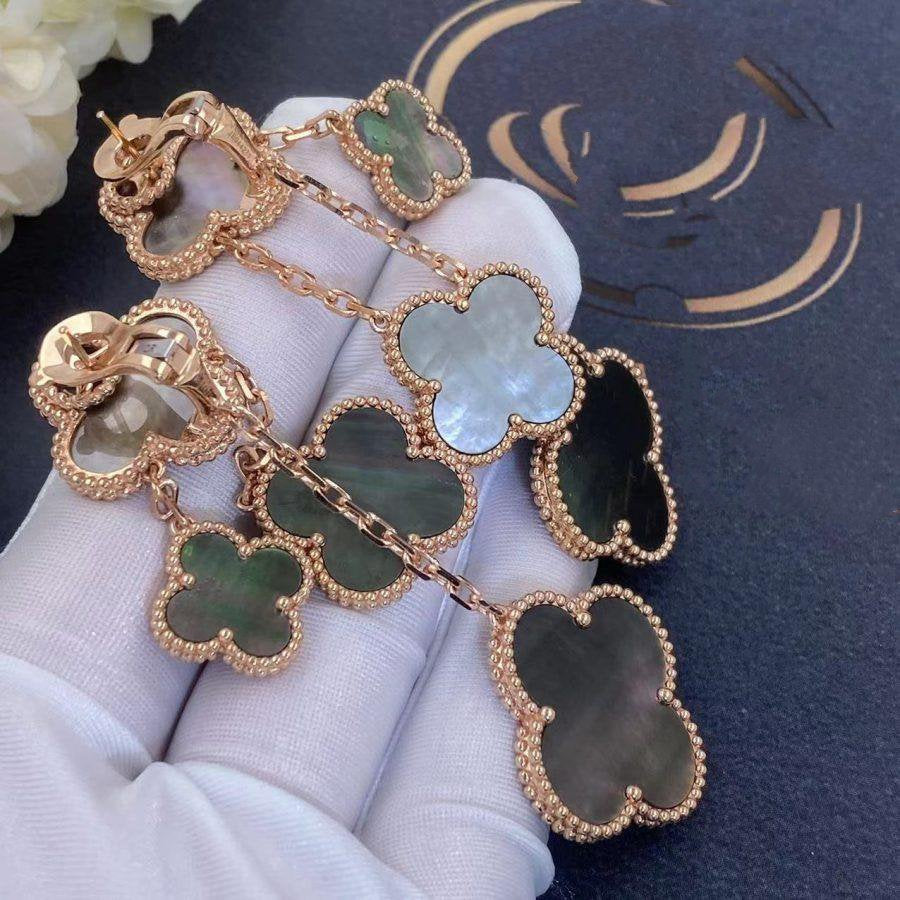 [Amore]CLOVER EARRINGS DARK MOP 4 MOTIFS ROSE GOLD