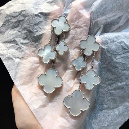 [Amore]CLOVER EARRINGS WHITE MOP 4 MOTIFS SILVER