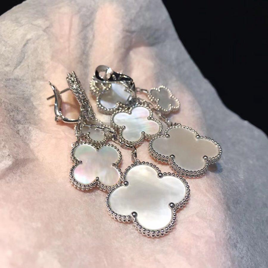 [Amore]CLOVER EARRINGS WHITE MOP 4 MOTIFS SILVER