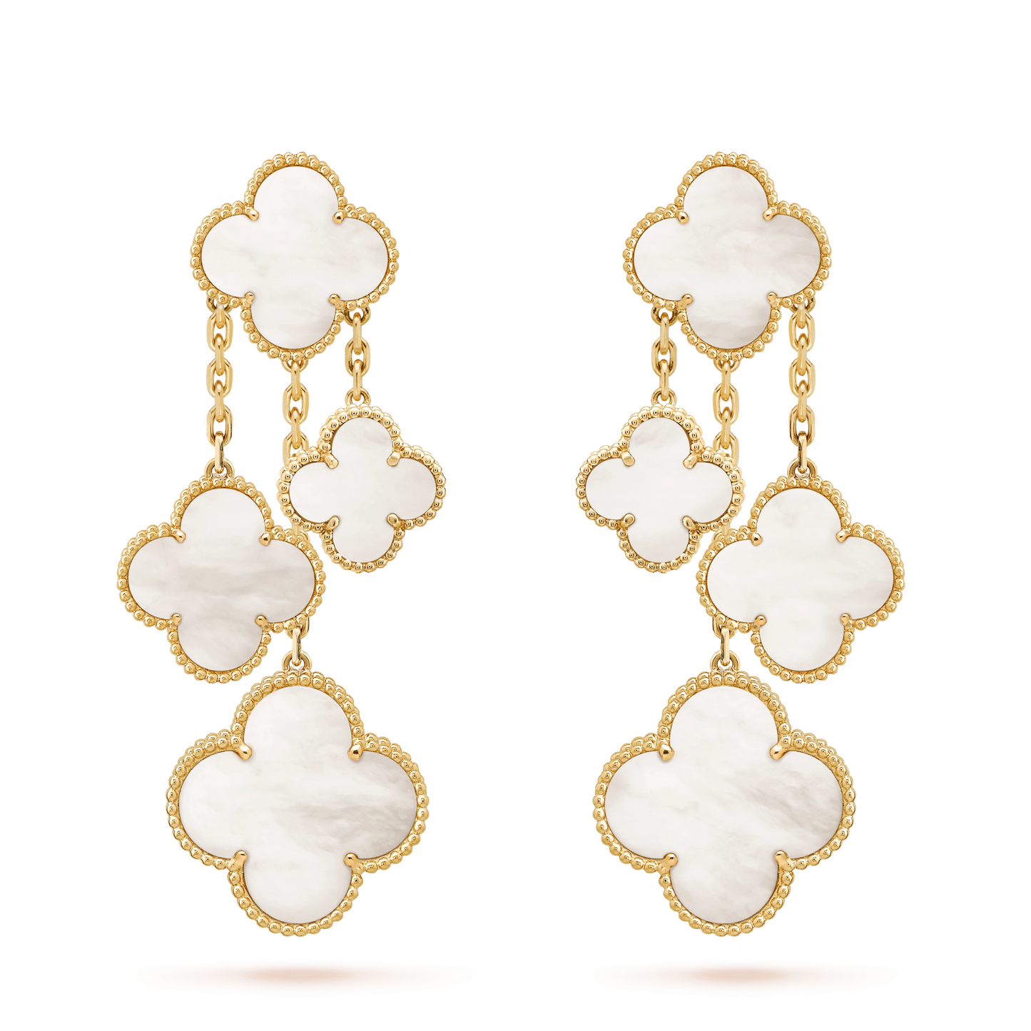 [Amore]CLOVER EARRINGS WHITE MOP 4 MOTIFS GOLD