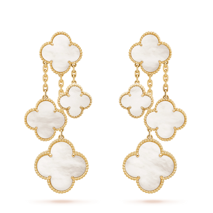 [Amore]CLOVER EARRINGS WHITE MOP 4 MOTIFS GOLD