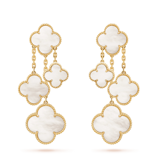 [Amore]CLOVER EARRINGS WHITE MOP 4 MOTIFS GOLD