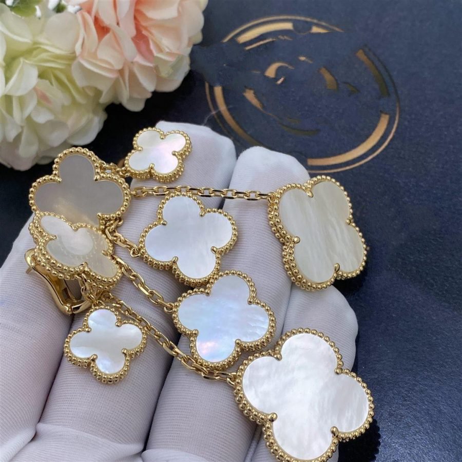 [Amore]CLOVER EARRINGS WHITE MOP 4 MOTIFS GOLD