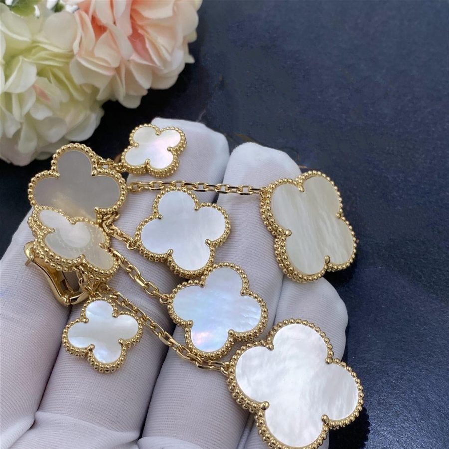 [Amore]CLOVER EARRINGS WHITE MOP 4 MOTIFS GOLD