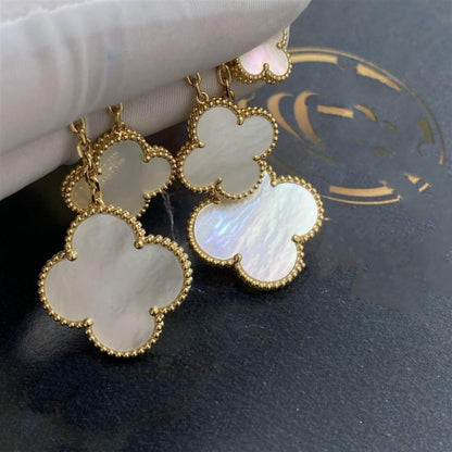 [Amore]CLOVER EARRINGS WHITE MOP 4 MOTIFS GOLD