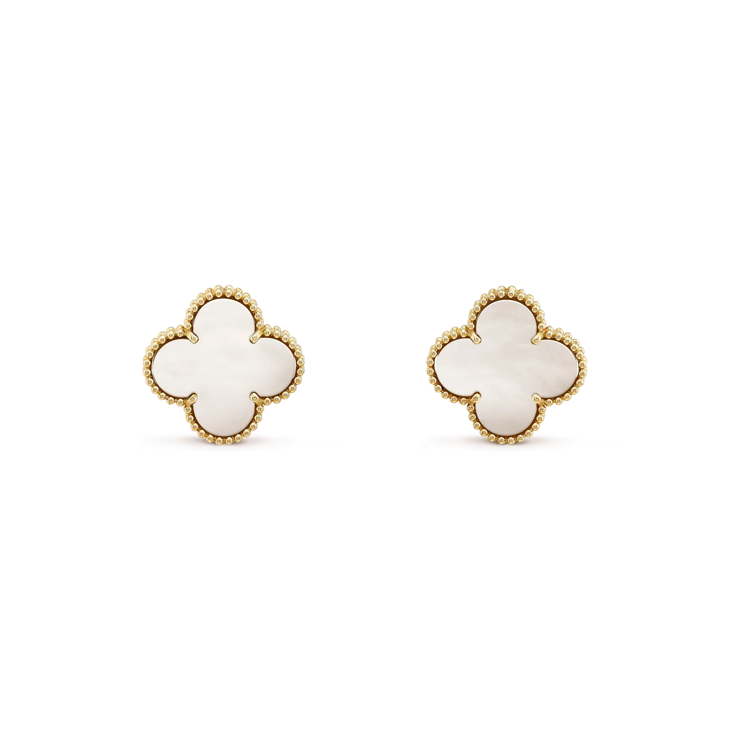 [Amore]CLOVER MEDIUM 1 MOTIFS  WHITE MOP STUD EARRINGS