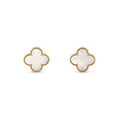 [Amore]CLOVER MEDIUM 1 MOTIFS  WHITE MOP STUD EARRINGS