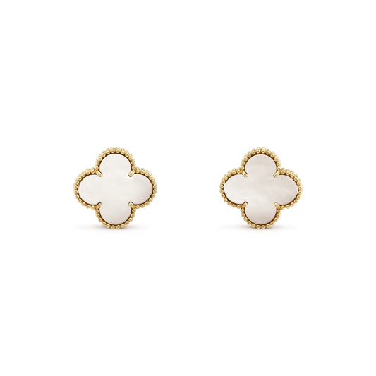 [Amore]CLOVER MEDIUM 1 MOTIFS  WHITE MOP STUD EARRINGS
