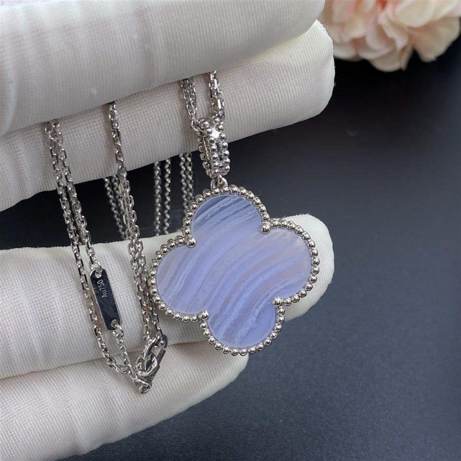 [Amore]CLOVER SILVER CHALCEDONY BIG CLOVER NECKLACE