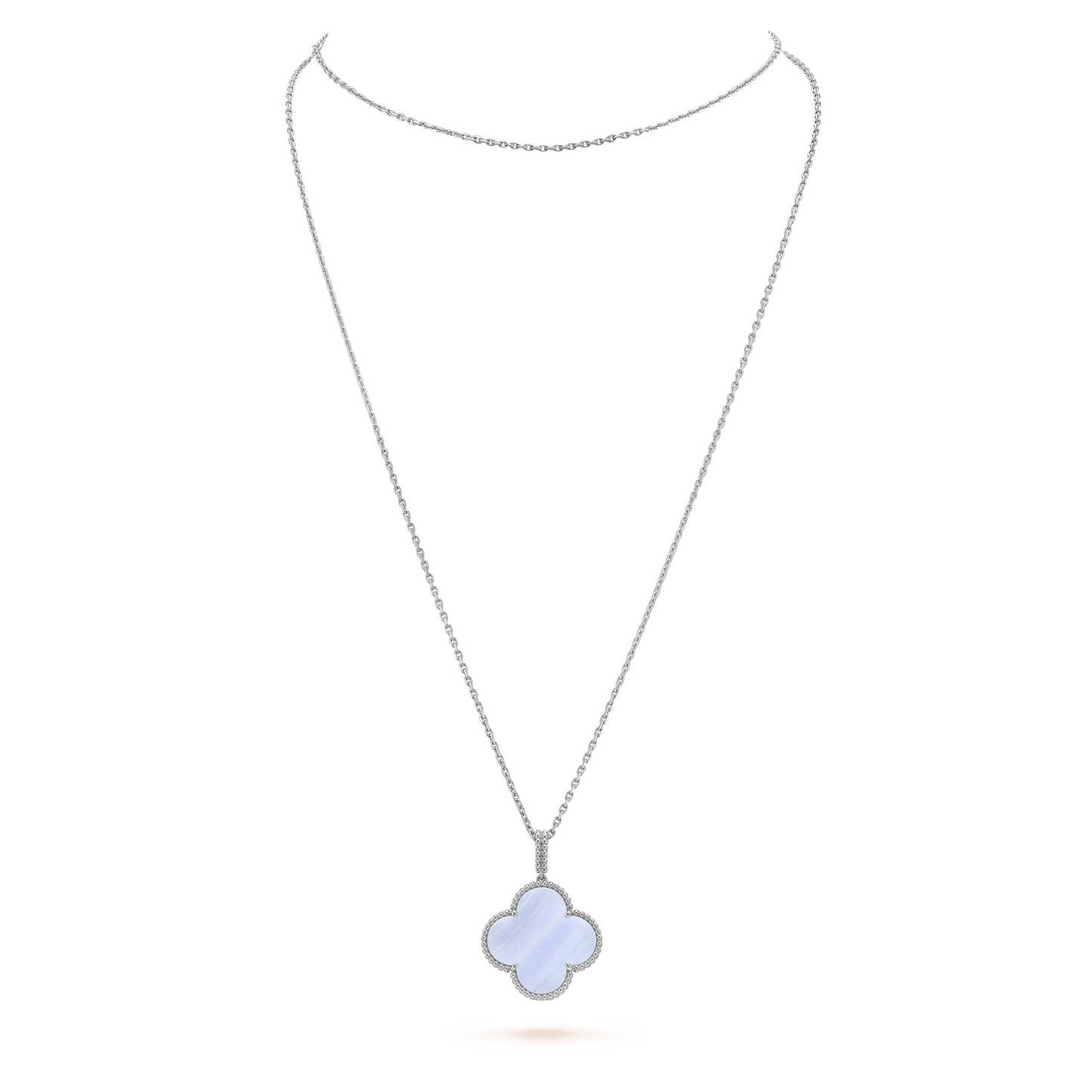 [Amore]CLOVER SILVER CHALCEDONY BIG CLOVER NECKLACE