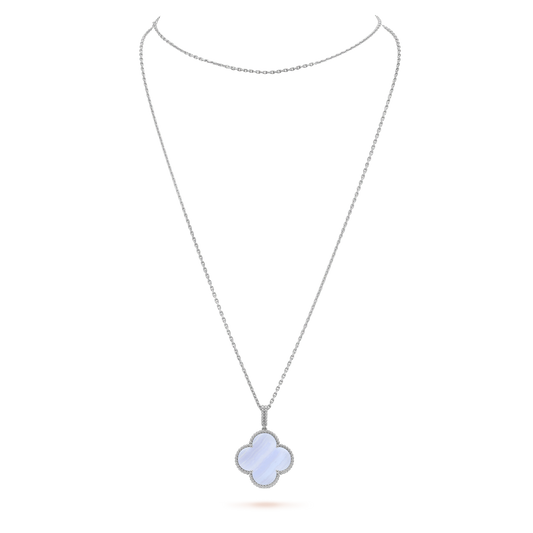 [Amore]CLOVER SILVER CHALCEDONY BIG CLOVER NECKLACE