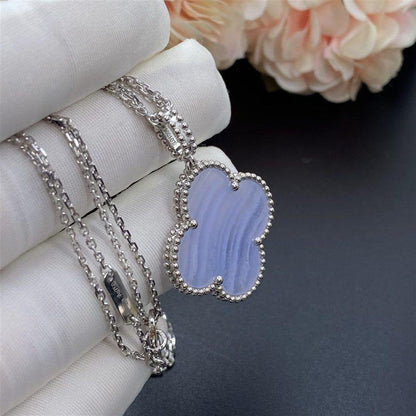 [Amore]CLOVER SILVER CHALCEDONY BIG CLOVER NECKLACE
