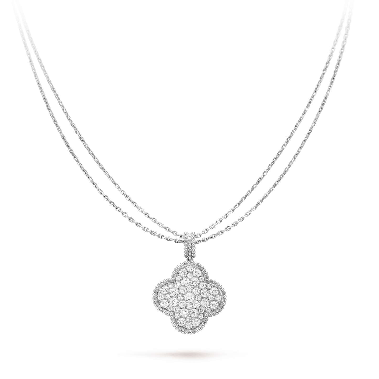 [Amore]CLOVER 25MM SILVER FULL DIAMOND BIG CLOVER NECKLACE