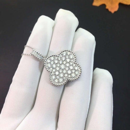 [Amore]CLOVER 25MM SILVER FULL DIAMOND BIG CLOVER NECKLACE