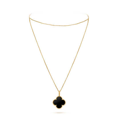 [Amore]CLOVER 25MM GOLD ONYX BIG CLOVER NECKLACE