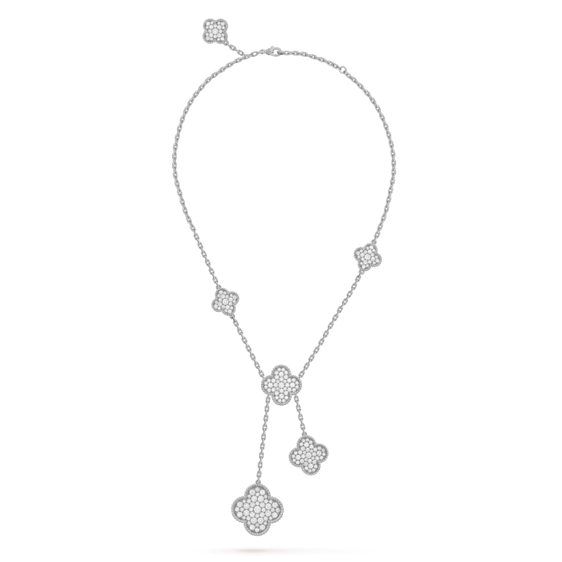 [Amore]CLOVER 5 MOTIFS SILVER DIAMONDS NECKLACE
