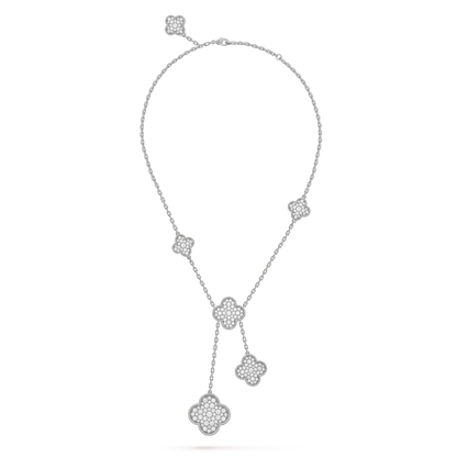 [Amore]CLOVER 5 MOTIFS SILVER DIAMONDS NECKLACE