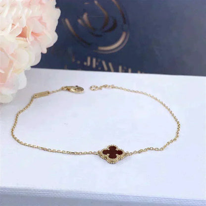 [Amore]CLOVER  CARNELIAN SINGLE FLOWER BRACELET