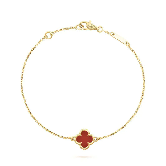 [Amore]CLOVER  CARNELIAN SINGLE FLOWER BRACELET