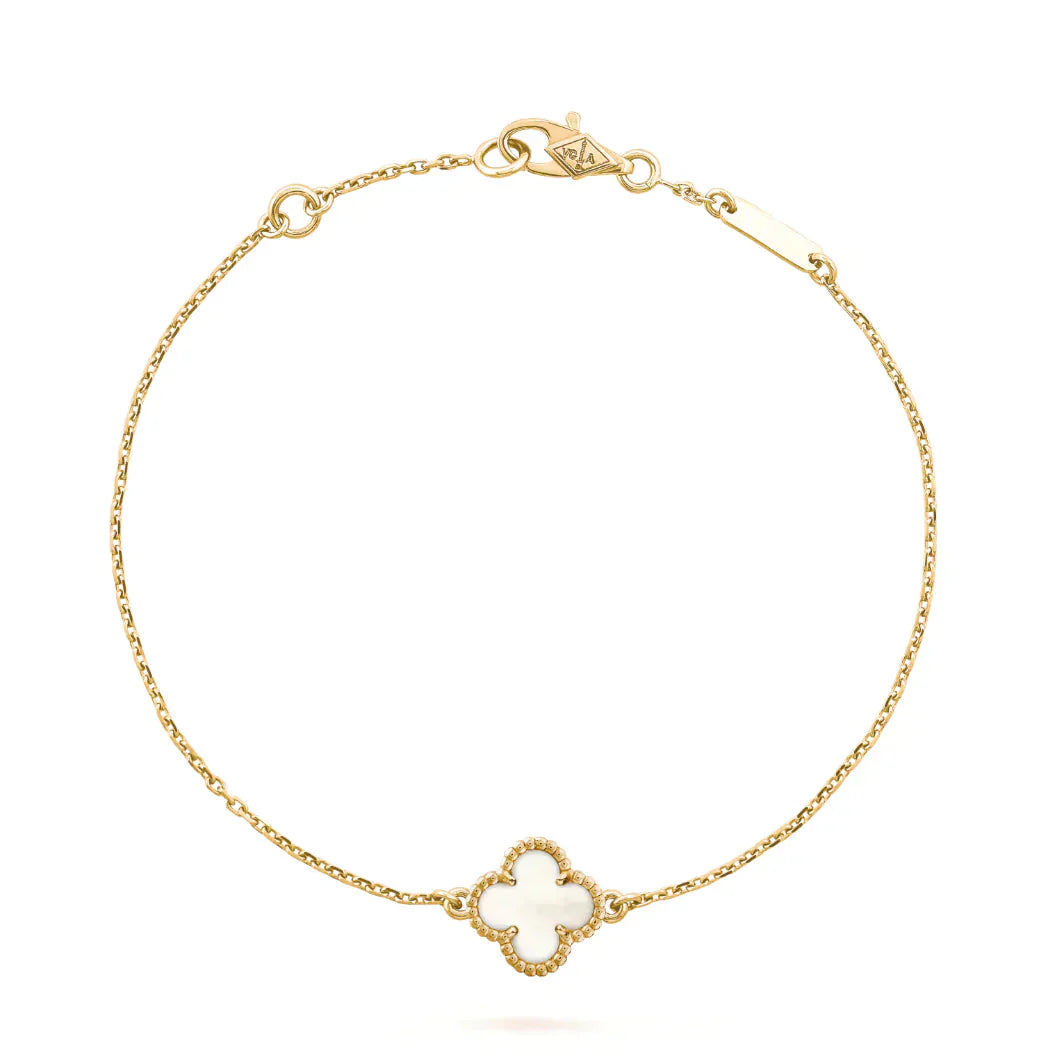 [Amore]CLOVER WHITE MOP SINGLE FLOWER BRACELET
