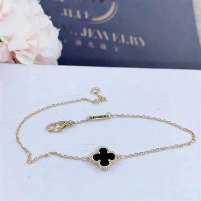 [Amore]CLOVER ONYX SINGLE FLOWER BRACELET